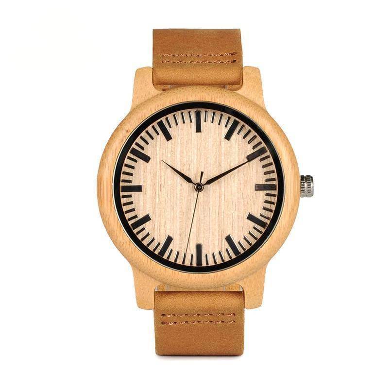 Bobo Bird Mens Watch Wooden Bamboo Wristwatches With Leather Strap Wood