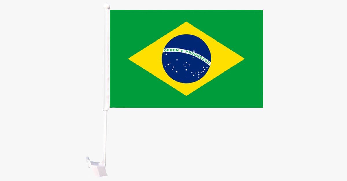 Brazil Flag Car Window Pole Decoration