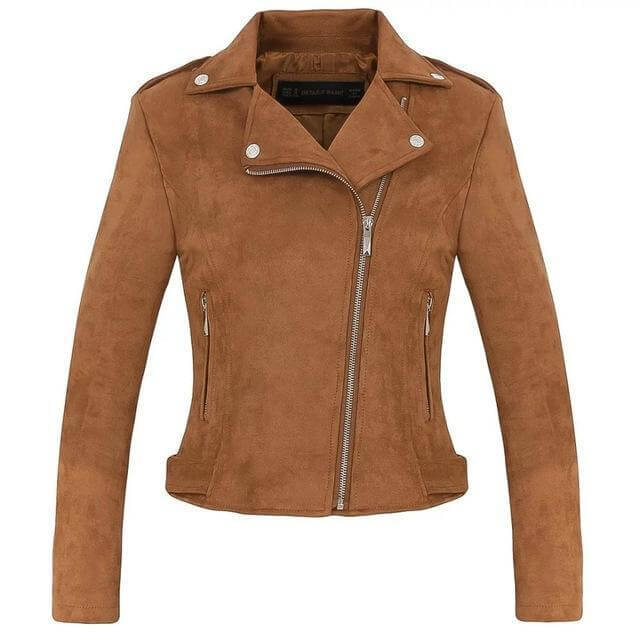 Brown Leather Suede Motorcycle Jacket