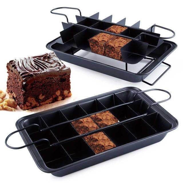 Brownie Slice Cutter Mold Pan Non Stick Bakeware Kitchen