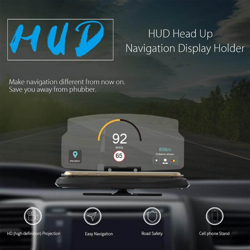 Car Windscreen Projector Hud Head Up Display Universal Mobile Phone Holder Multifunction 6 5 Inch For Iphone For Samsung Gps