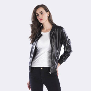 Casual Slim Punk Faux Leather Jacket Long Sleeve