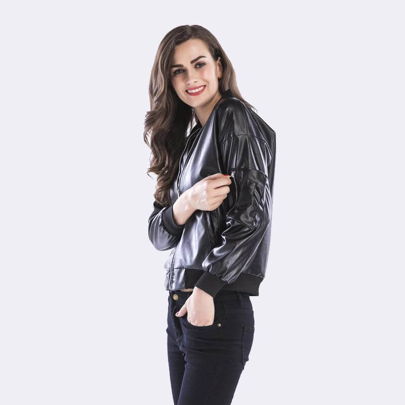 Casual Slim Punk Faux Leather Jacket Long Sleeve