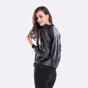 Casual Slim Punk Faux Leather Jacket Long Sleeve