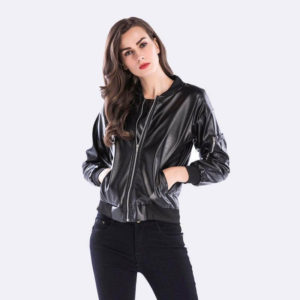 Casual Slim Punk Faux Leather Jacket Long Sleeve