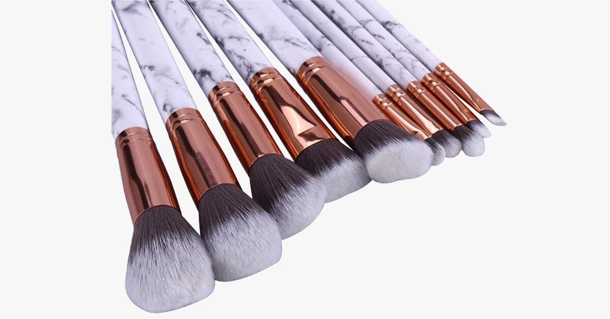 Chic Brush Set Of Marble Handle Brushes Multi Purpose Luxurious Looking Brushes