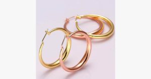 Classic Bold Gold Hoops Secured With A Back Closure Perfect For All Occasions