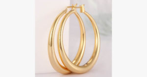 Classic Bold Gold Hoops Secured With A Back Closure Perfect For All Occasions