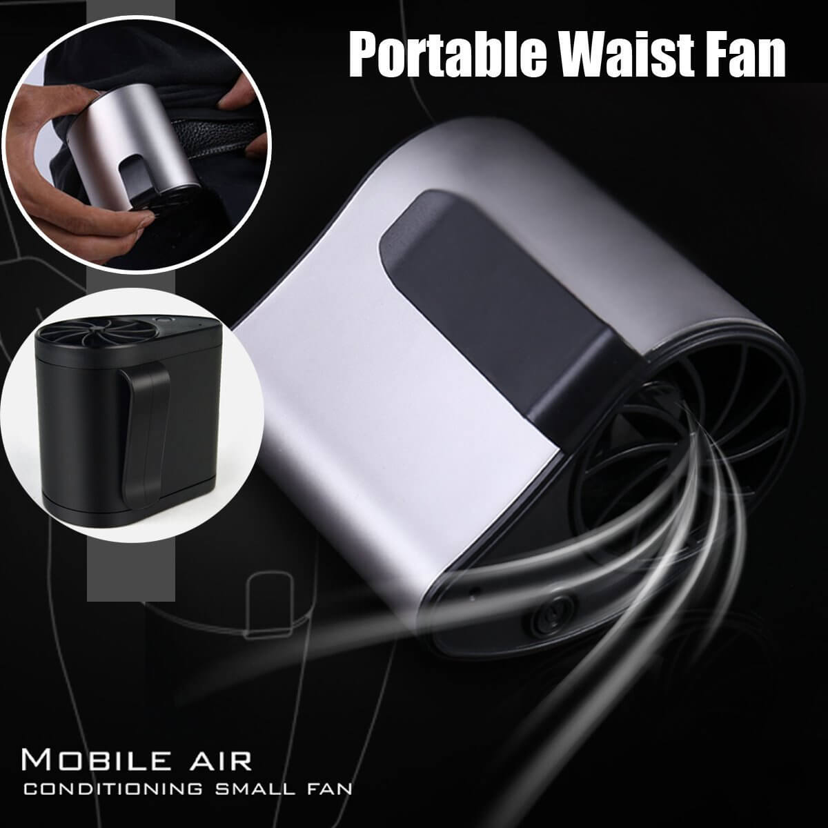 Clip On Fan Portable Usb Rechargeable Mini Air Conditioner Waist Fan
