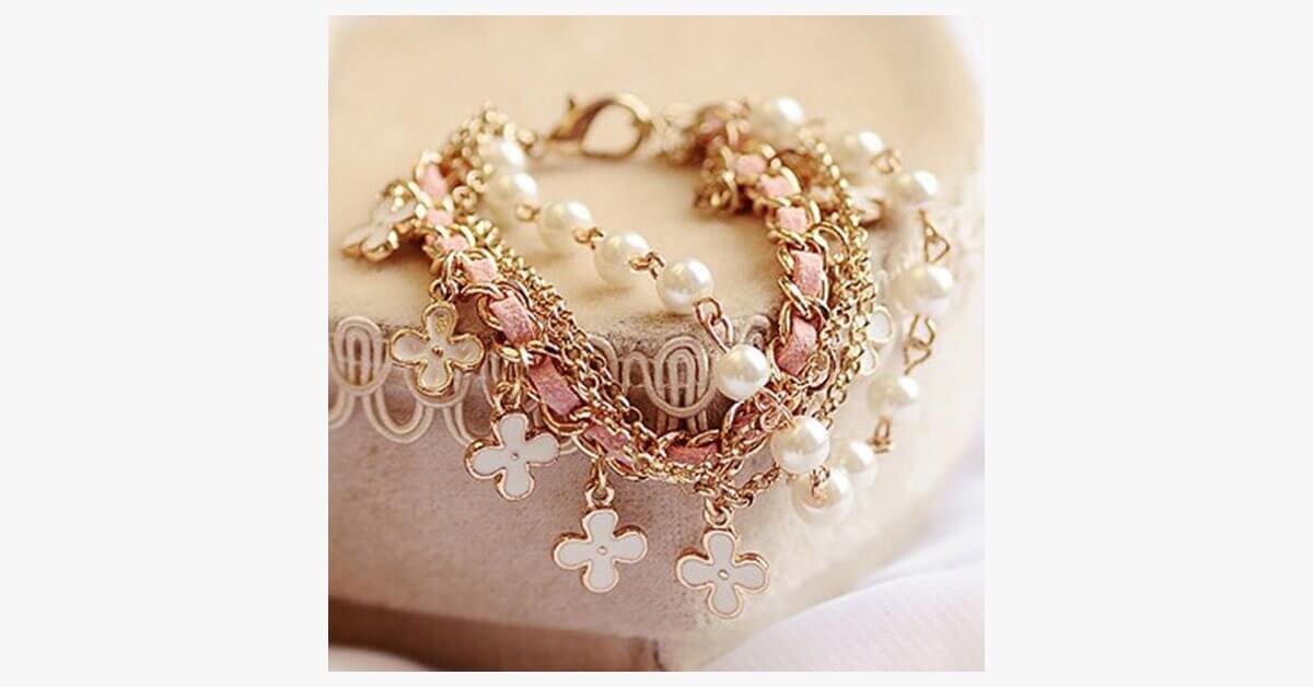 Clover Flower Pearl Bracelet