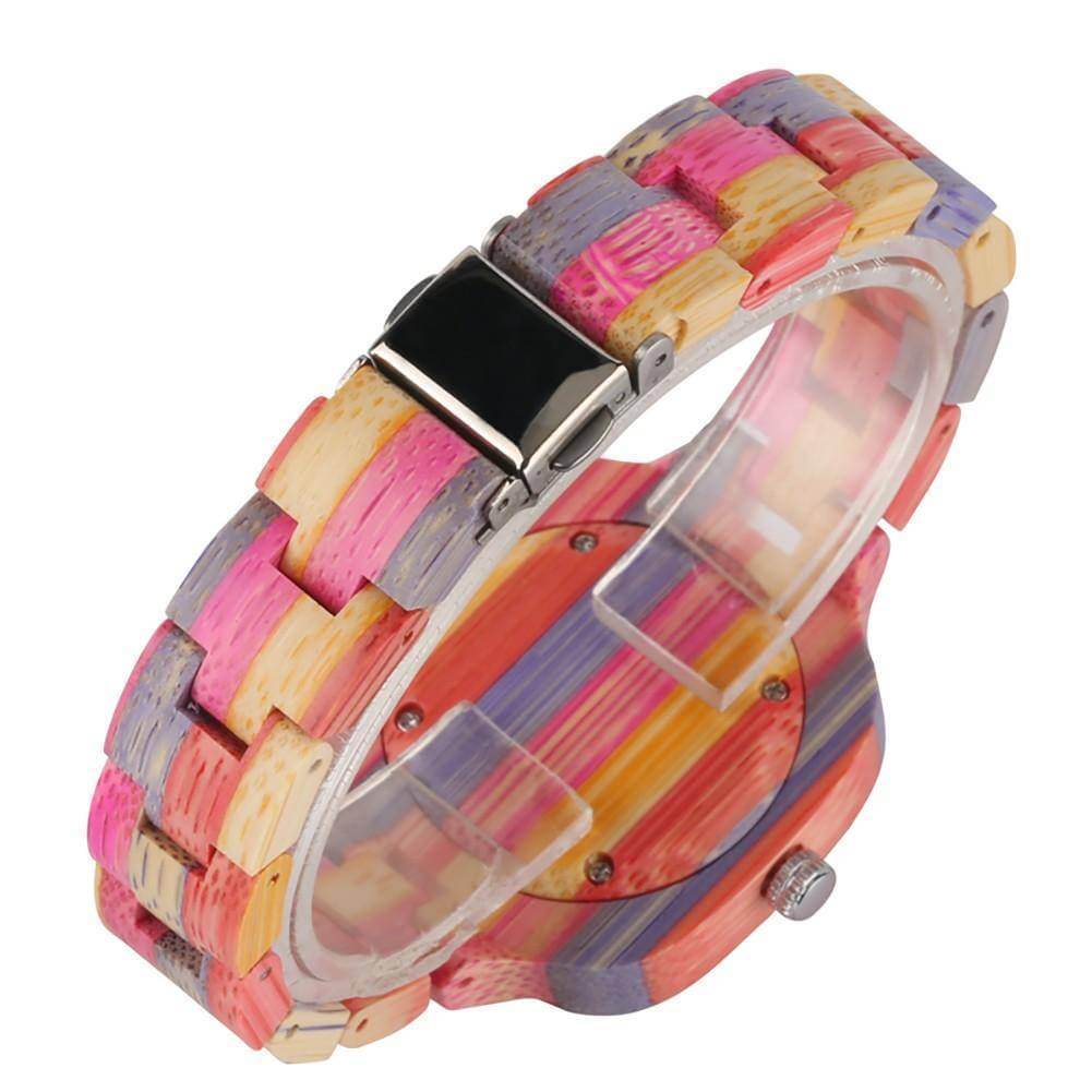 Colorful Bamboo Wooden Watch Bracelet Style Wristwatch