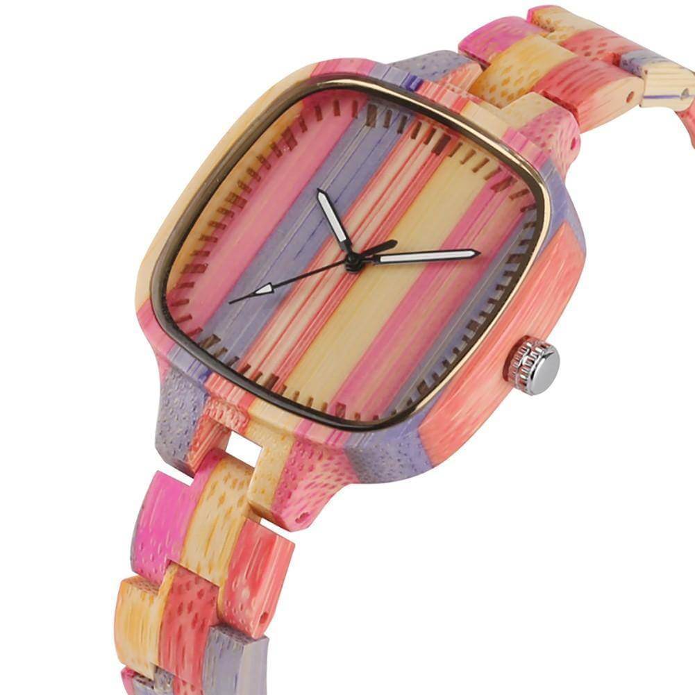 Colorful Bamboo Wooden Watch Bracelet Style Wristwatch
