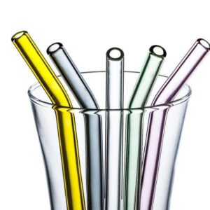 Colorful Reusable Clear Glass Straw With Brush Box For Smoothie Milkshakes Soup