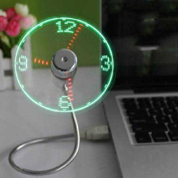 Cool Customizable Led Usb Fan With Fun Clock Image Text Built Into Blades