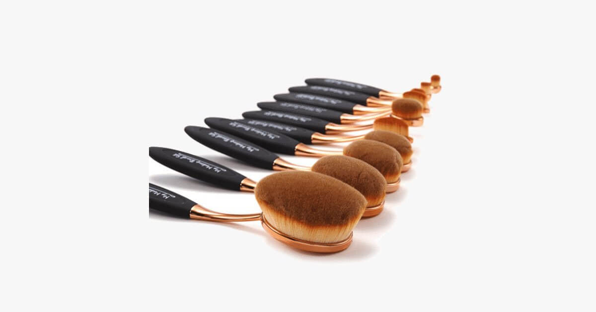 Copy Of 10 Piece Black And Gold Oval Brush Set