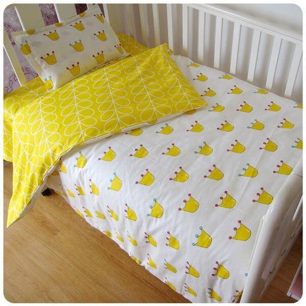 Cotton Baby Cot Bedding Set Newborn Cartoon Crib Bedding Detachable Duvet Cover Sheet Pillow Cover