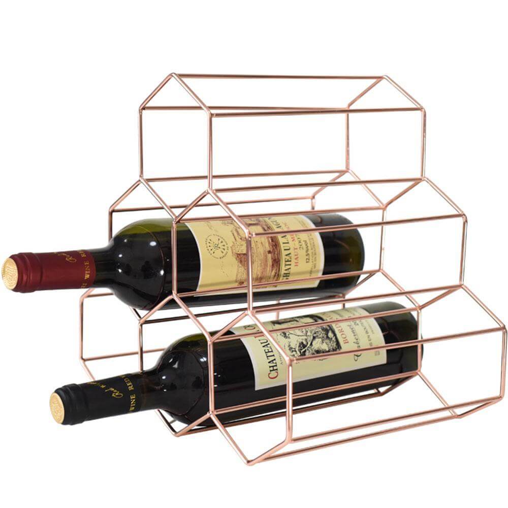 Countertop Wine Rack Geometric Metal Honeycomb Wine Holder Rack