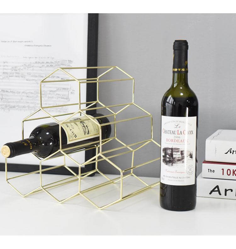 Countertop Wine Rack Geometric Metal Honeycomb Wine Holder Rack