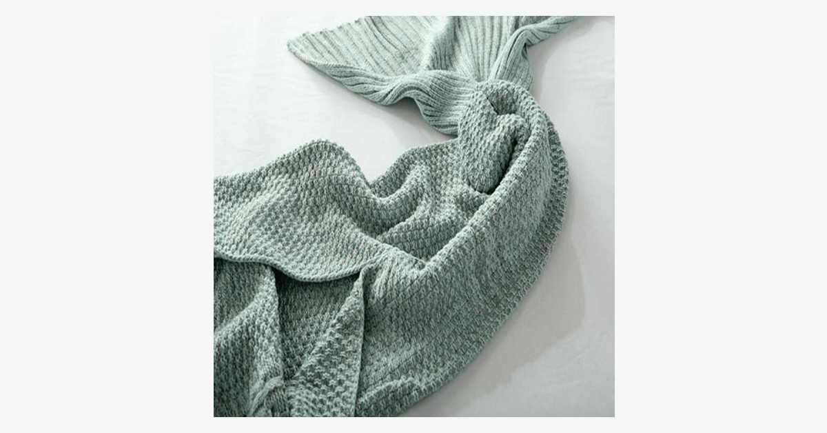 Cozy Cotton Knit Mermaid Tail Blanket