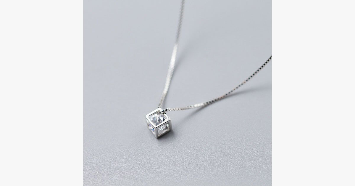 Cube Necklace White Gold