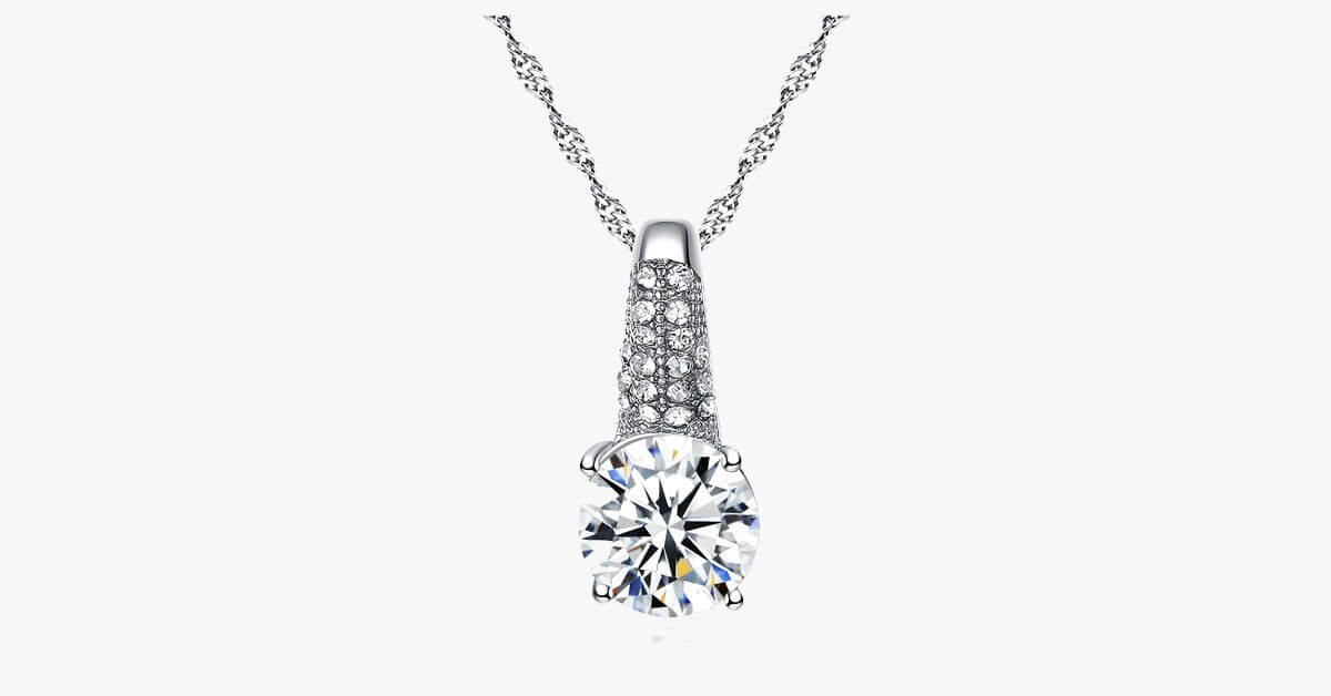 Cubic Zirconia Necklace Set With Earrings And Ring