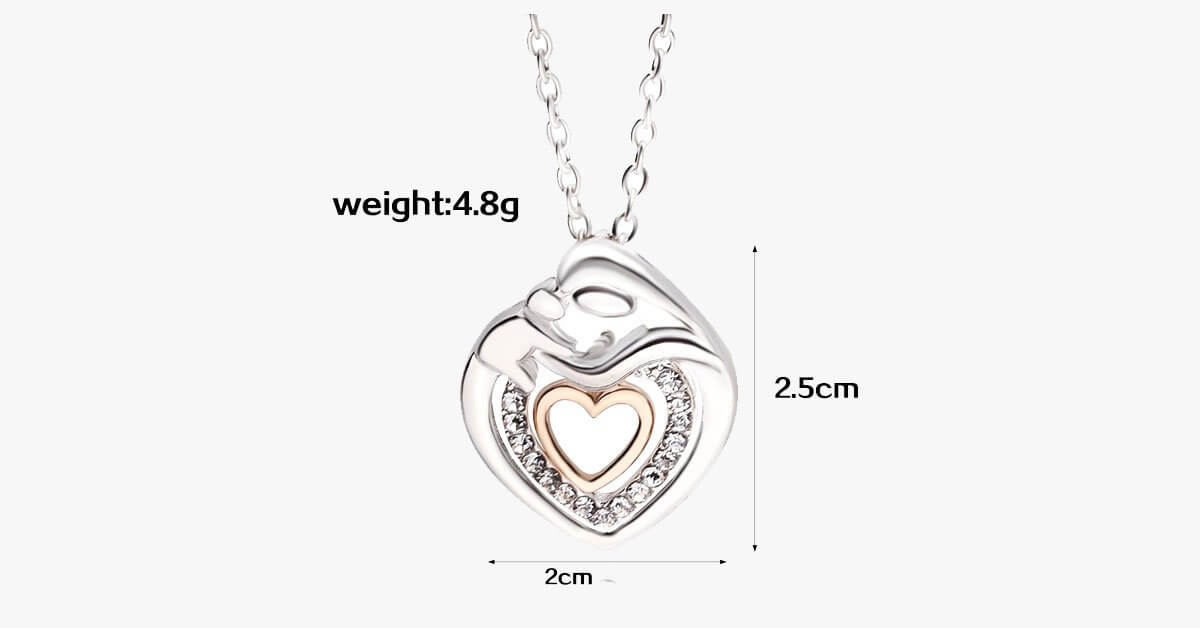 Cute Mommy And Baby Heart Pendant Necklace
