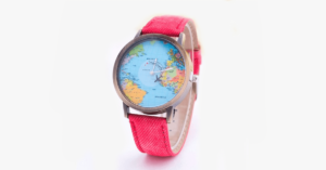 Denim World Map Watch