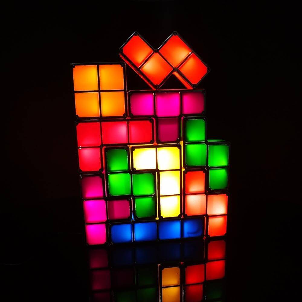 Diy Tetris Puzzle Light Stackable Led Desk Lamp Constructible Block Night Light Retro Game Tower Baby Colorful Brick Toy