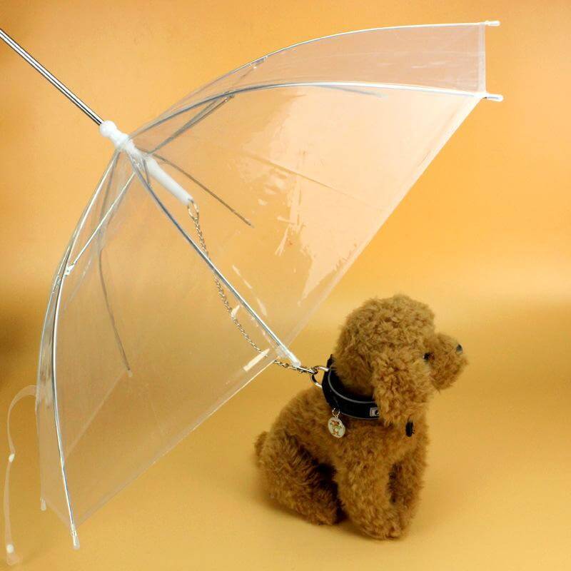 Dog Leash Umbrella Transparent Folding Puppy Pet Umbrella