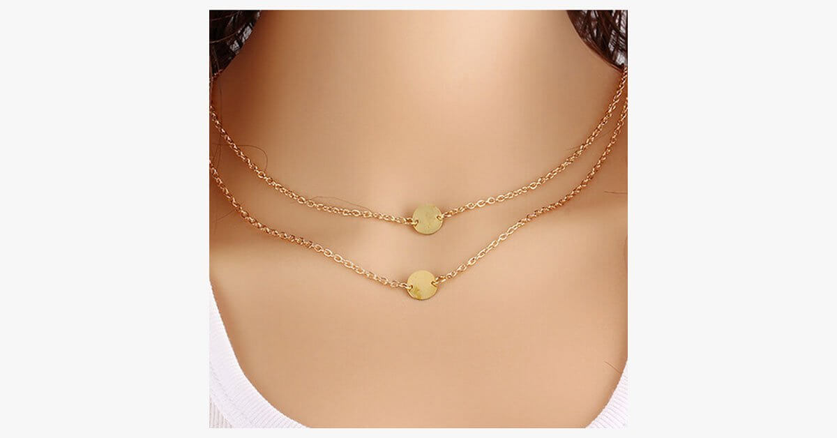 Double Layer Round Pendant Necklace