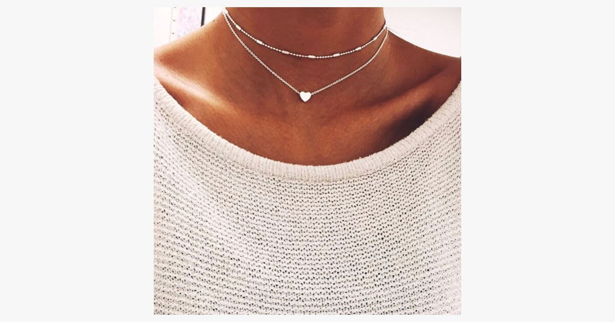 Double Layers Chain Heart Necklace