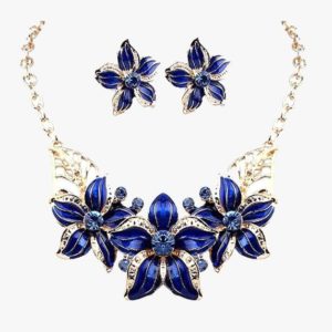 Enamel Flower Statement Necklace Set