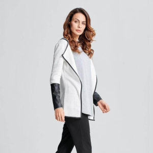 Faux Leather Patchwork Long Sleeve Jacket