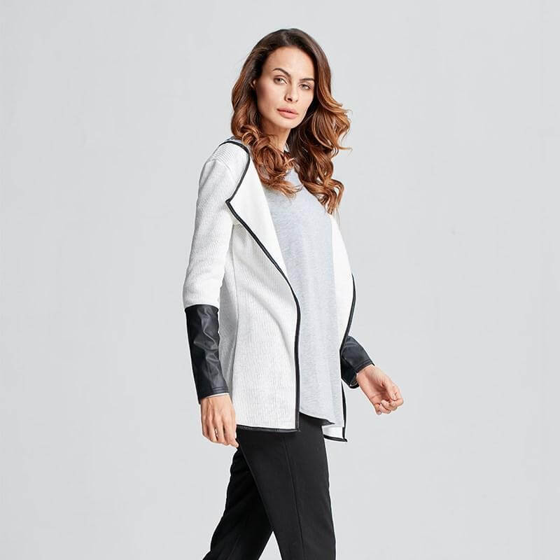 Faux Leather Patchwork Long Sleeve Jacket