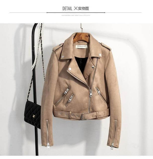 Faux Suede Motorcycle Jacket