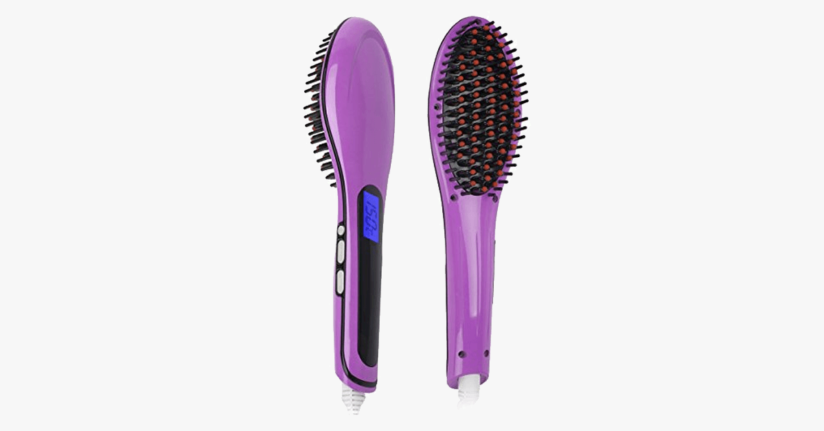 Flat Iron Hair Straightener Brush Comb Ceramic Hair Straightener