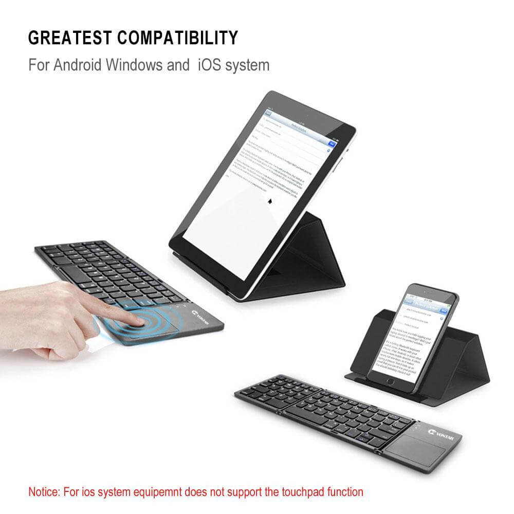 Foldable Keyboard Folding Keyboard Touchpad Bluetooth Wireless