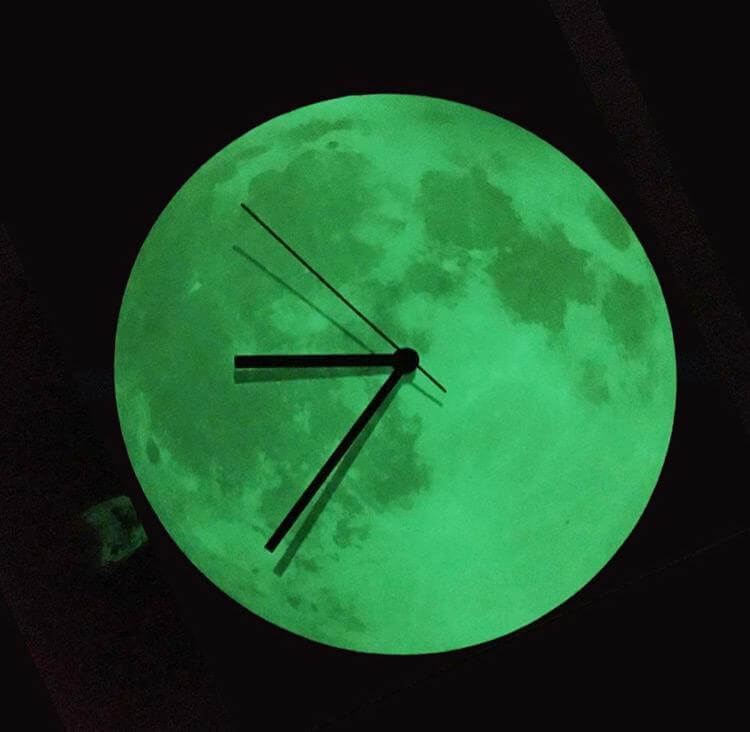 Follow The Moon Home Wall Clock Glowing In The Dark