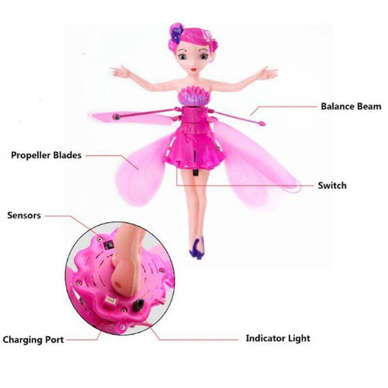 Funny Flying Fairy Dolls Toy Infrared Induction Control Flying Angel Dolls For Girls Remote Control Flying Electronic Toys Kids