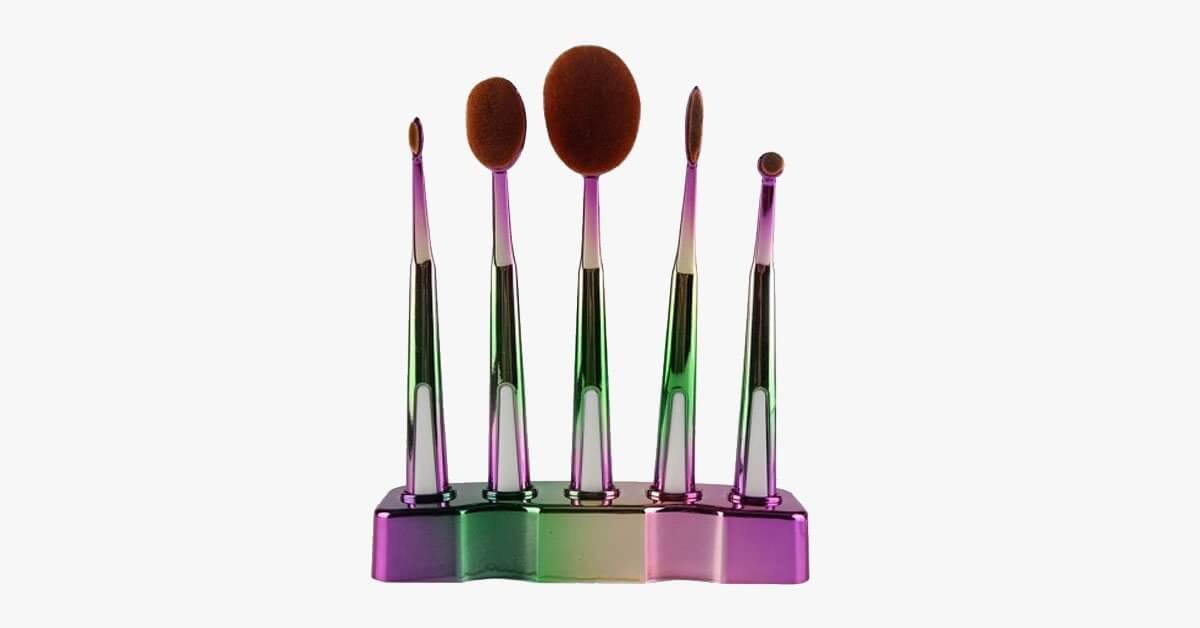 Galaxy Oval Brush Set Of 5 With Soft Hair Bristles Lightweight And Easy To Use