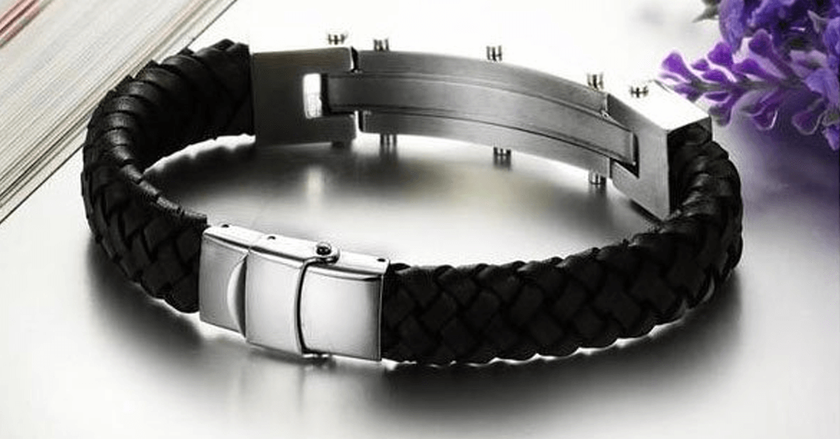 Genuine Leather Titanium Male Bracelet