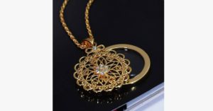 Glass Magnifier Flower Pendant Necklace