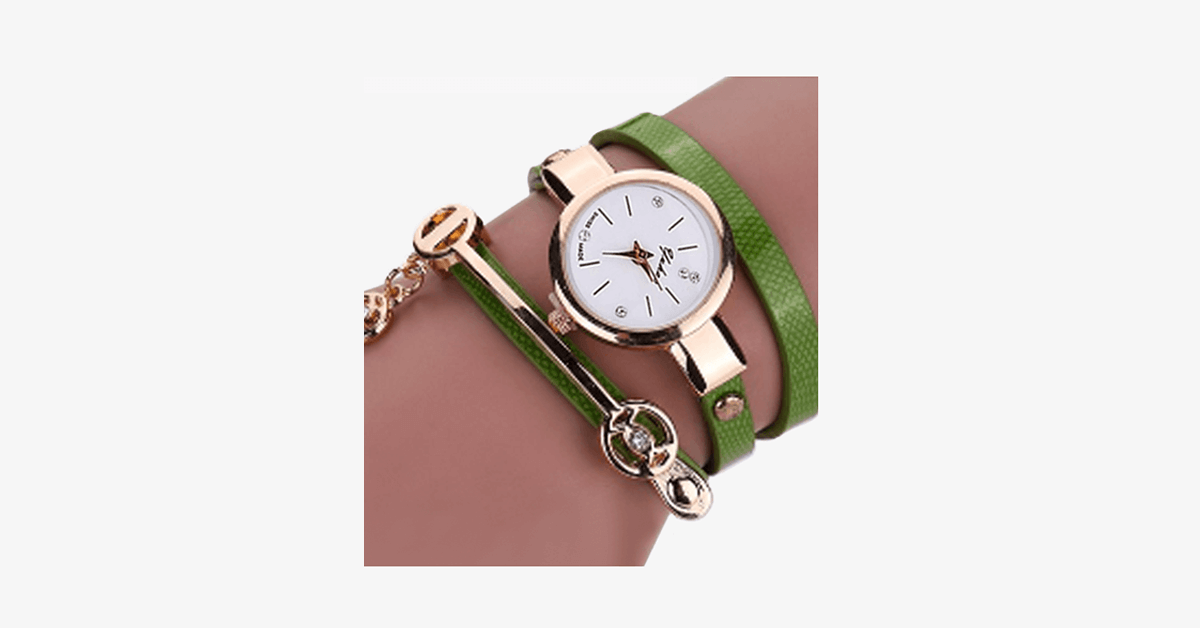 Gold Charm Wrap Watch Multi Color Vegan Leather Watch For Stylish People