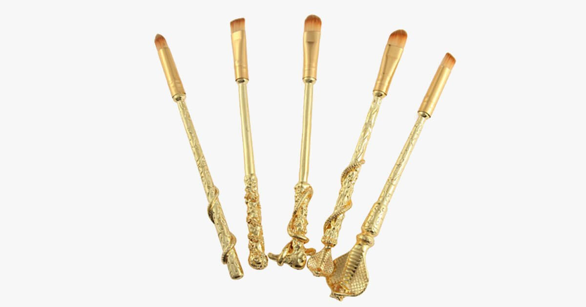 Gold Plated Magic Brush Set With 5 Gold Plated Eye Shadow Brushes Works Magic On Your Eyes