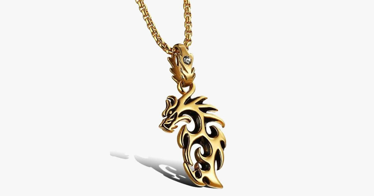 Gold Plated Stainless Steel Vintage Dragon