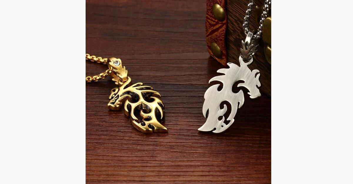 Gold Plated Stainless Steel Vintage Dragon