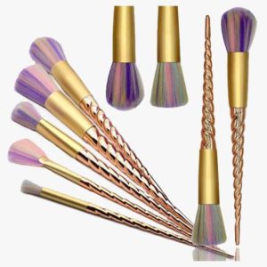 Gold Twisted Unicorn Makeup Brush Set With 5Synthetic Brushes Gives You The Perfect Makeup