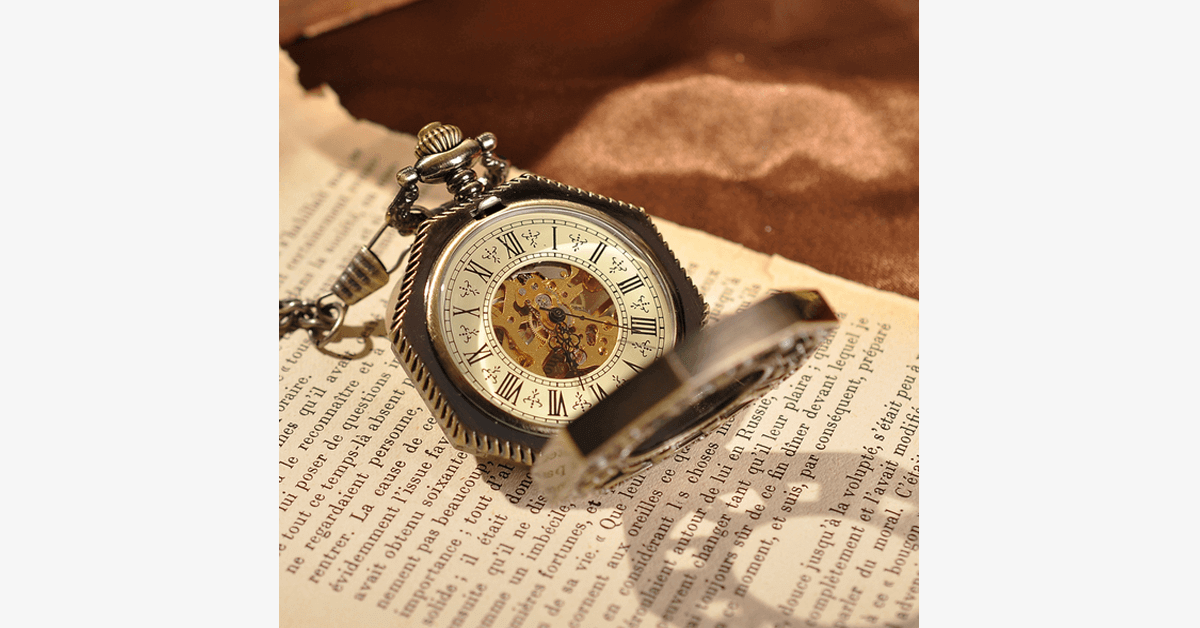 Golden Treasure Mechanical Pocket Watch Vintage And Antique Look With A Design To Admire