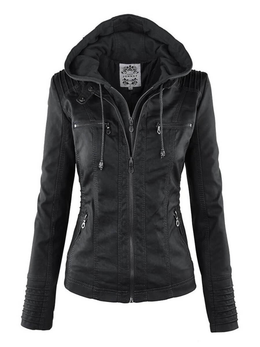 Gothic Faux Leather Jacket Women Hoodies