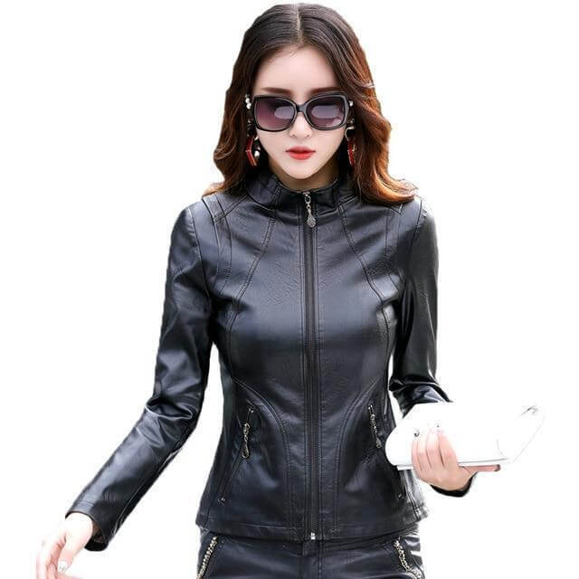 Gray Casual Pu Faux Leather Jackets Coat